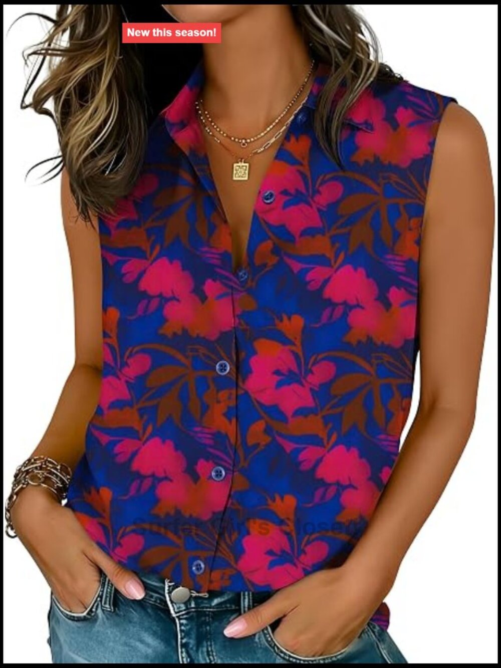 Women's Wrinkle Free Sleeveless Button Down Shirt Work Casual Tank Top Blouse